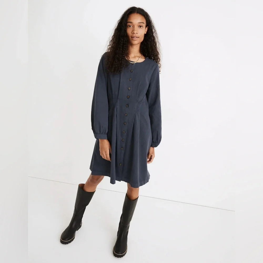 Madewell NWT Responsible long sleeve button front mini dress Size: 0